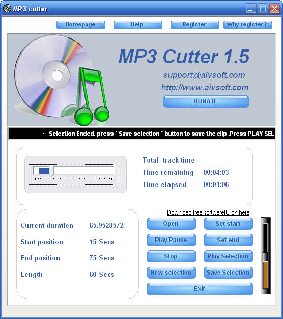 Click to view AIV MP3 Cutter 1.9 screenshot